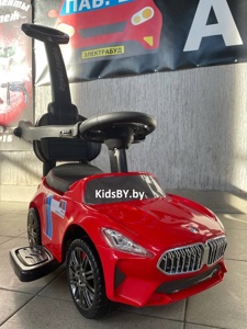 Детский толокар RiverToys L003LL-B (красный) BMW с ручкой управления - фото