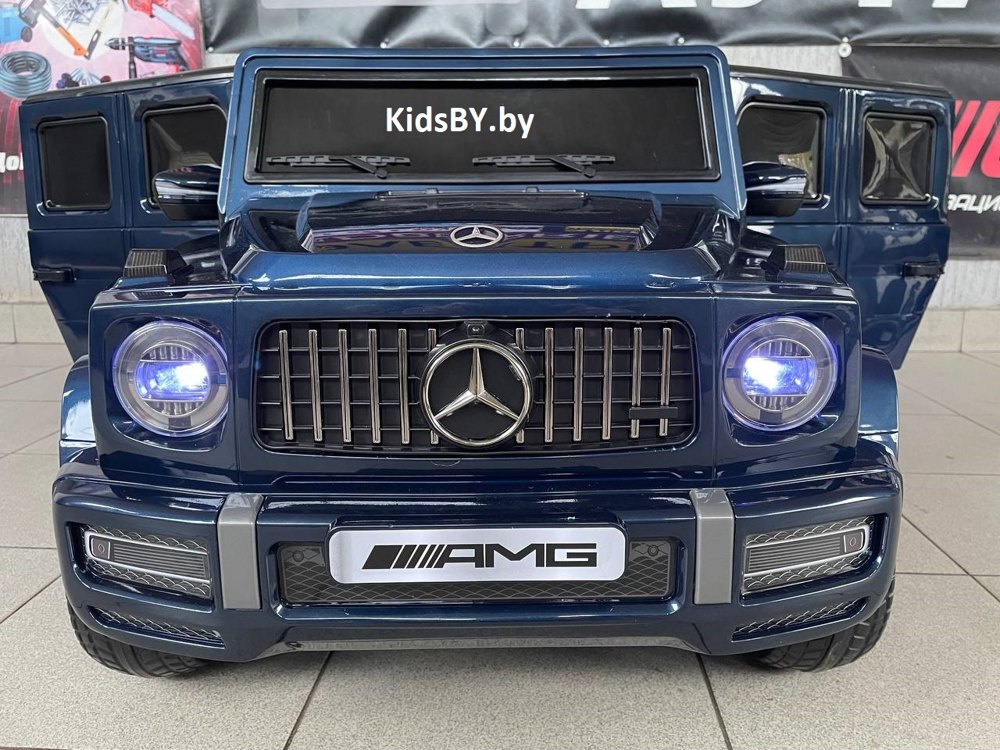 Детский электромобиль RiverToys Mercedes-AMG G63 4WD G333GG (синий глянец) Полноприводный - фото2