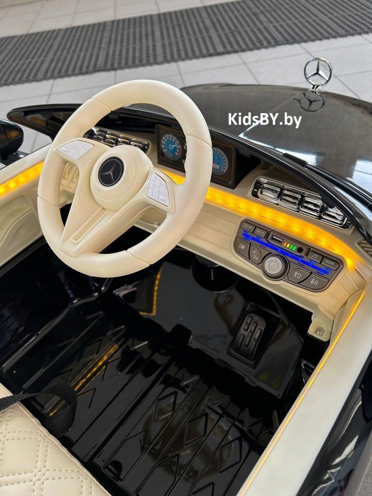 Детский электромобиль RiverToys М333БХ (черный глянец) Mercedes Лицензия Полный привод - фото3