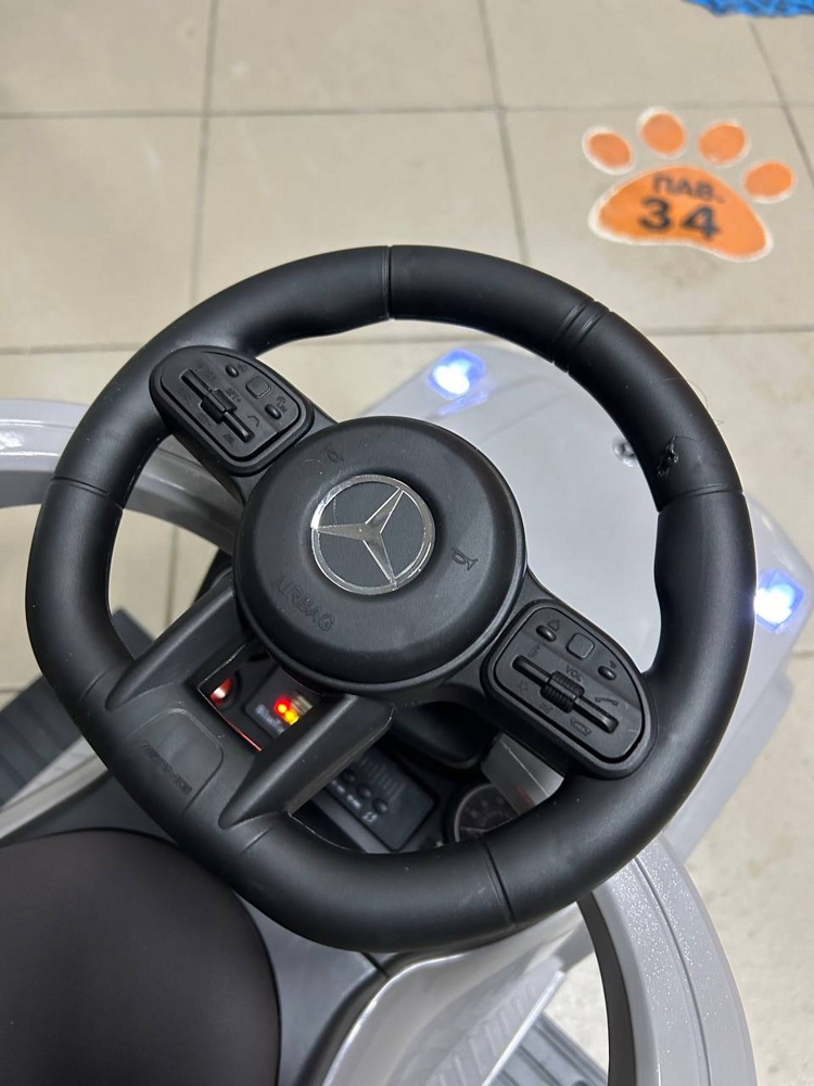 Детский толокар River Toys Mercedes-Benz G63 Z001ZZ-B (серый бриллиант) 2 в 1 трансформируется в качалку, звук и свет от аккумулятора - фото3
