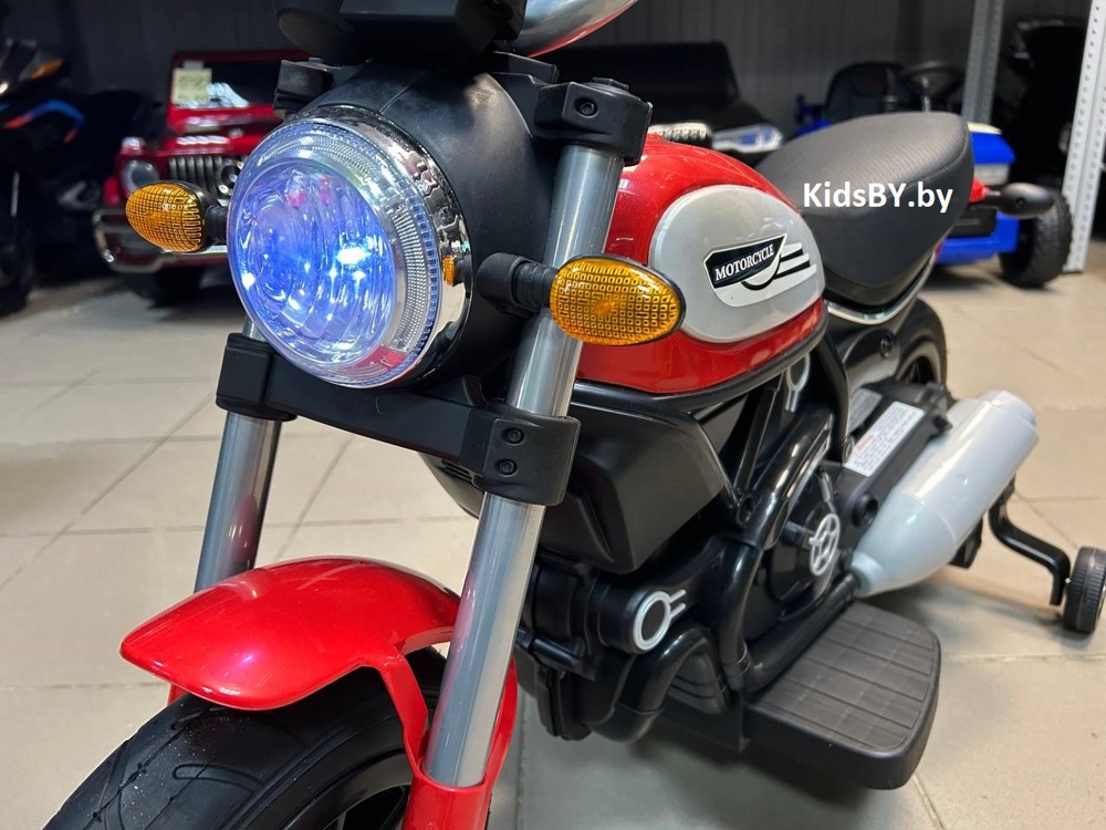 Детский электромотоцикл RiverToys Z111ZZ (красный) - фото2