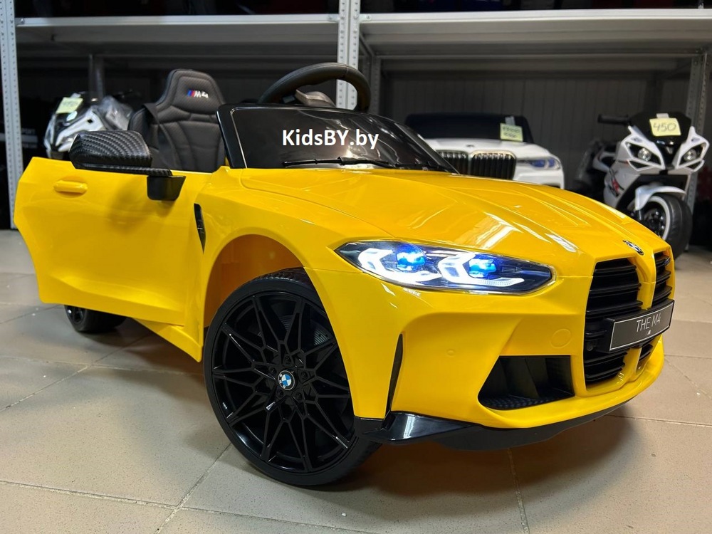 Детский электромобиль RiverToys BMW M4 A004AA (желтый) Лицензионная