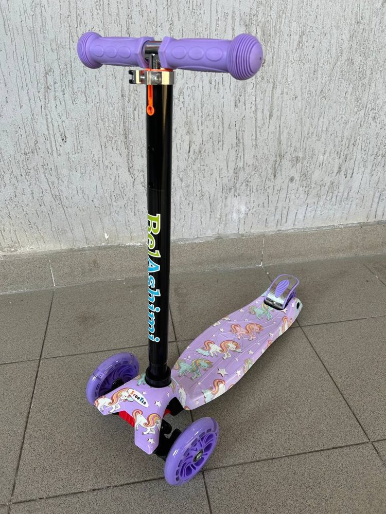 Самокат BelAshimi Scooter (пони фиолетовые) светящиеся колеса