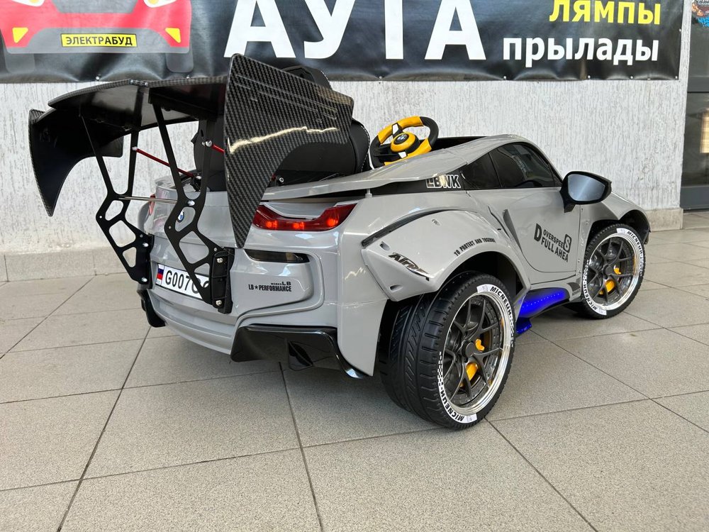 Детский электромобиль RiverToys G007GG (серый) BMW Двухместный - фото6