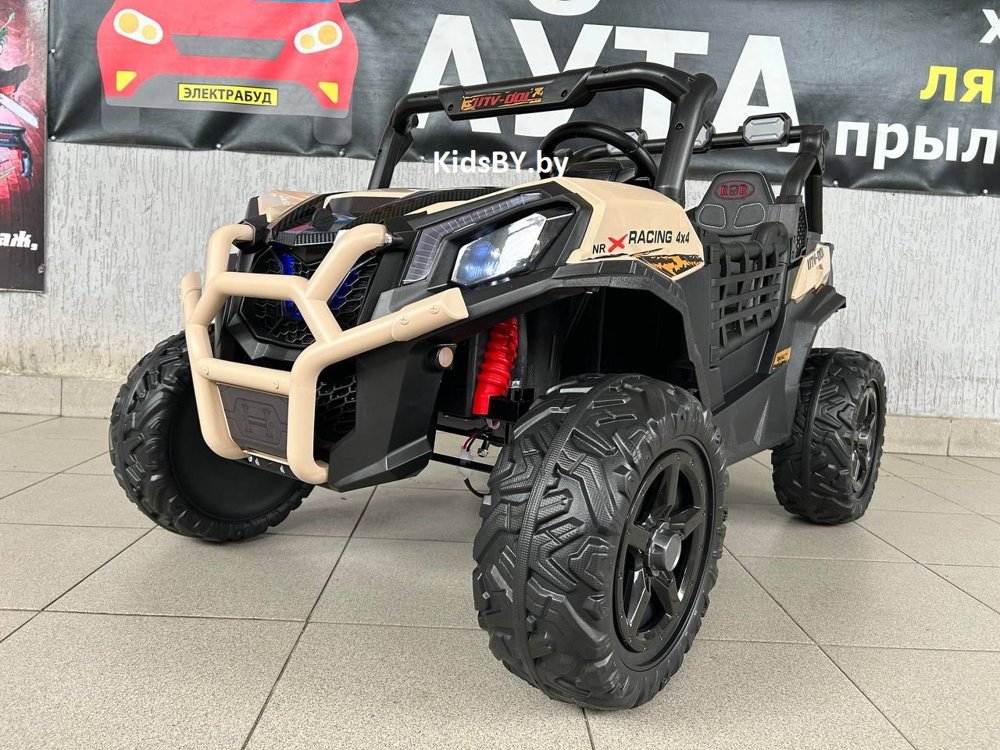 Детский электромобиль RiverToys K777KK 4WD (кремовый) Buggy Полноприводный Двухместный