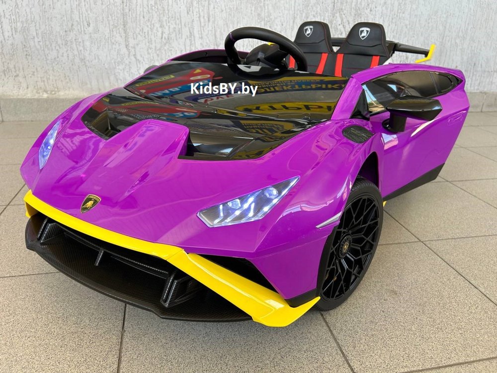 Детский электромобиль RiverToys Lamborghini Huracan STO E888EE (желто-фиолетовый)