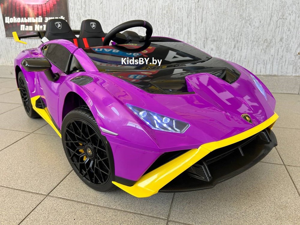 Детский электромобиль RiverToys Lamborghini Huracan STO E888EE (желто-фиолетовый) - фото5