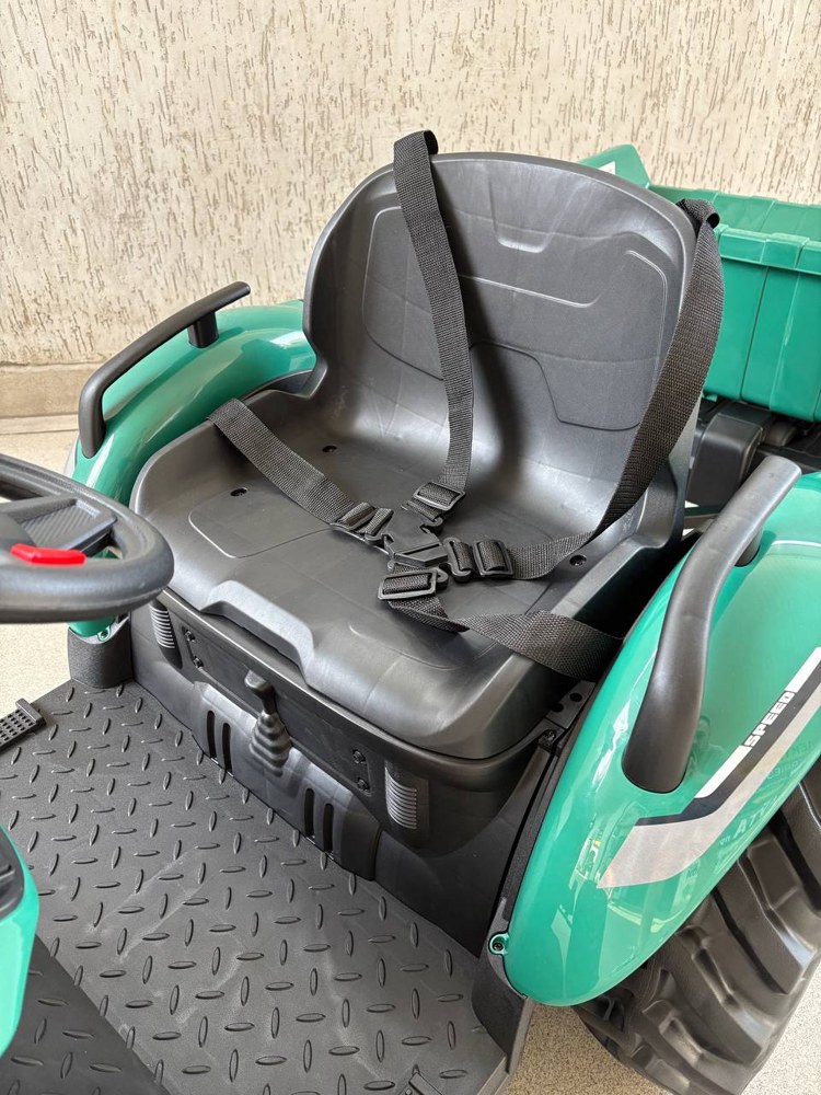 Детский электромобиль Baby Driver R444 (красный) Тракторс John Deere с электрическим прицепом, лопатой, дистанционный пульт - фото3