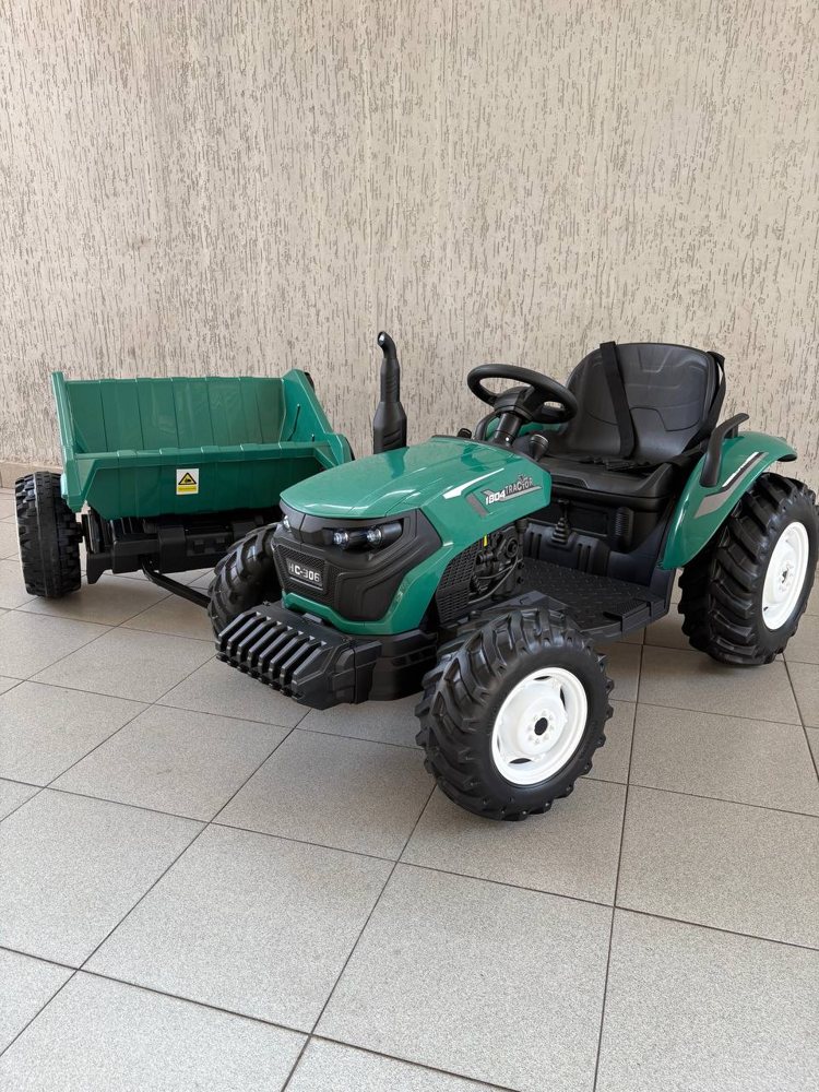 Детский электромобиль Baby Driver R444 (зеленый) Тракторс John Deere с электрическим прицепом, лопатой, дистанционный пульт - фото2