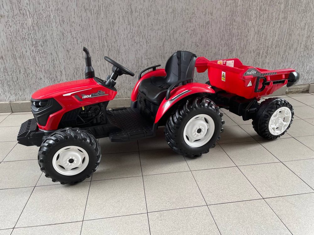 Детский электромобиль Baby Driver R444 (красный) Тракторс John Deere с электрическим прицепом, лопатой, дистанционный пульт - фото2