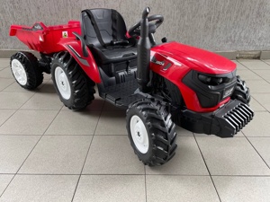 Детский электромобиль Baby Driver R444 (красный) Тракторс John Deere с электрическим прицепом, лопатой, дистанционный пульт - фото