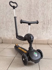 Самокат Slider IT49BL (черный) трансформер трехколесный с ручкой управления - фото