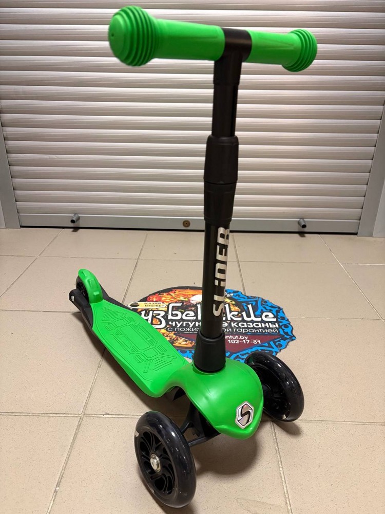Складной самокат трехколесный Slider Stile1LG (зеленый) колеса со светом - фото4