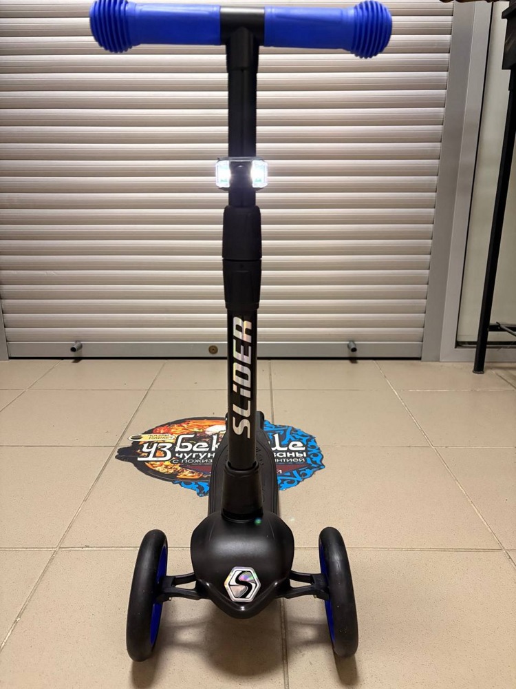 Самокат четырехколесный Slider Sport1B (синий) фонарик в комплекте - фото3