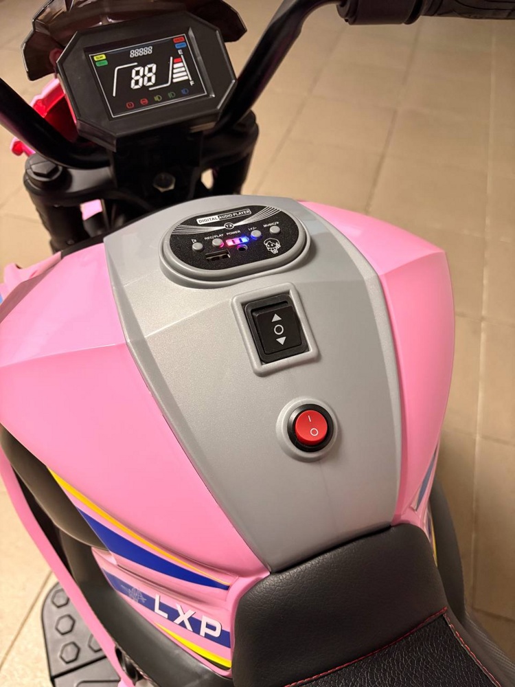 Детский электромотоцикл Baby Driver арт. R333 (розовый) Усиленный аккумулятор - фото3