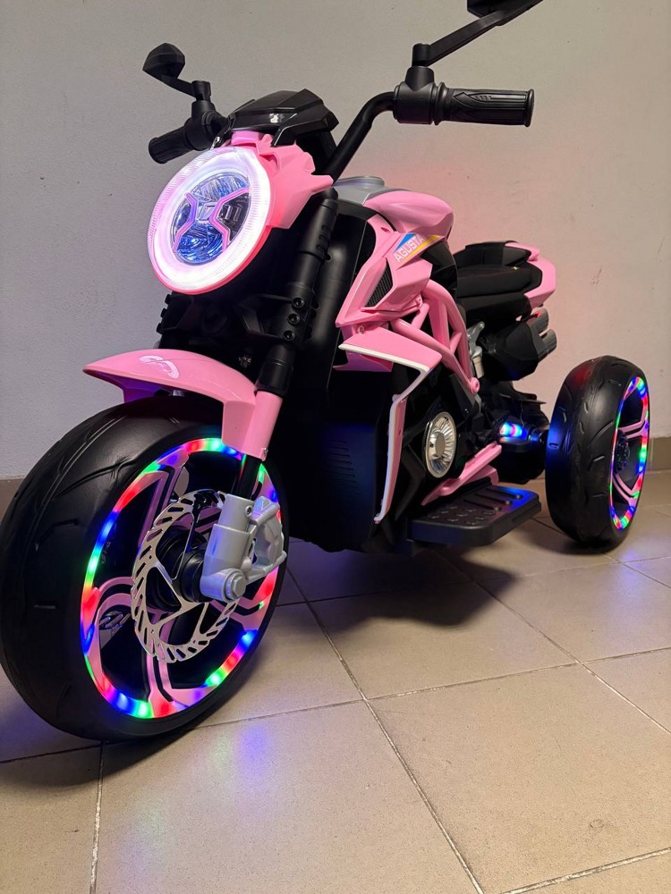 Детский электромотоцикл Baby Driver арт. R333 (розовый) Усиленный аккумулятор
