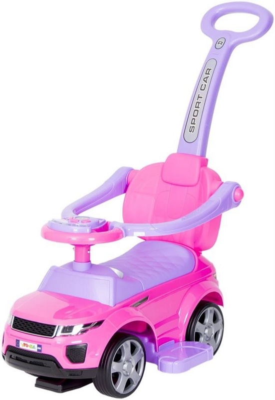 Детская машинка Каталка, толокар TO-MA 614R EVA резиновые колеса цвет розовый - фото