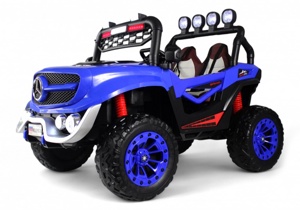 Детский электромобиль RiverToys М999БХ (синий) Mercedes Полноприводный Двухместный - фото