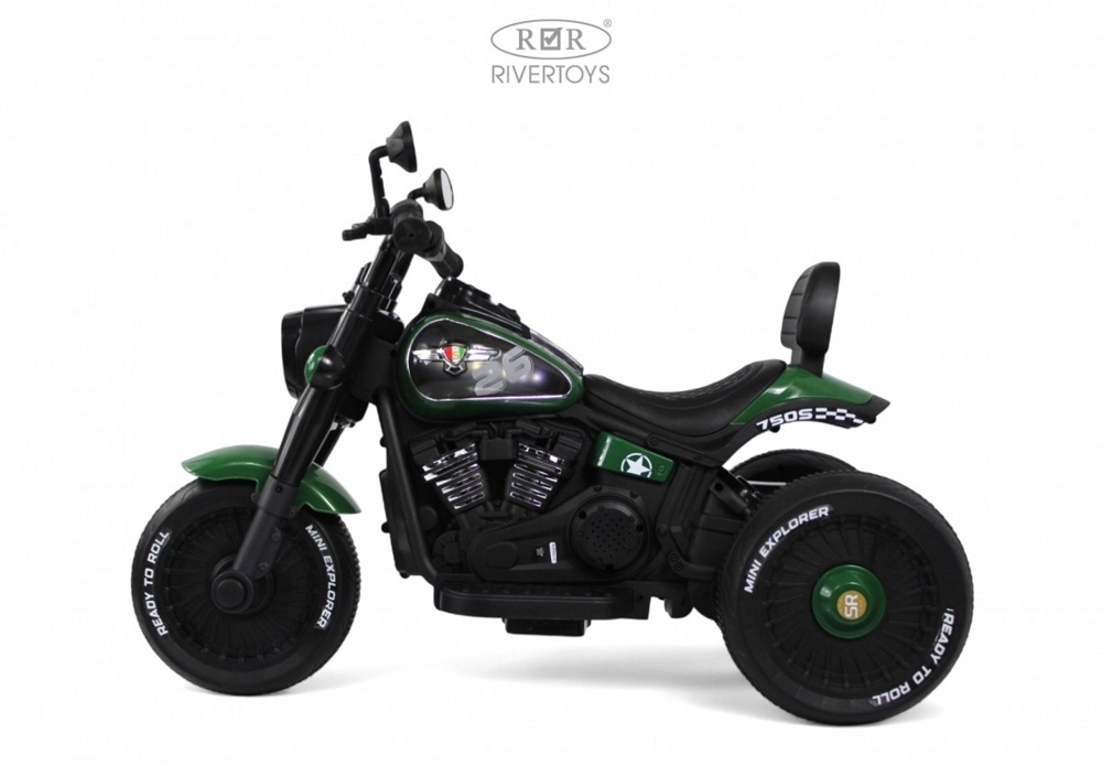Детский электромотоцикл RiverToys G500GG (зеленый) - фото6