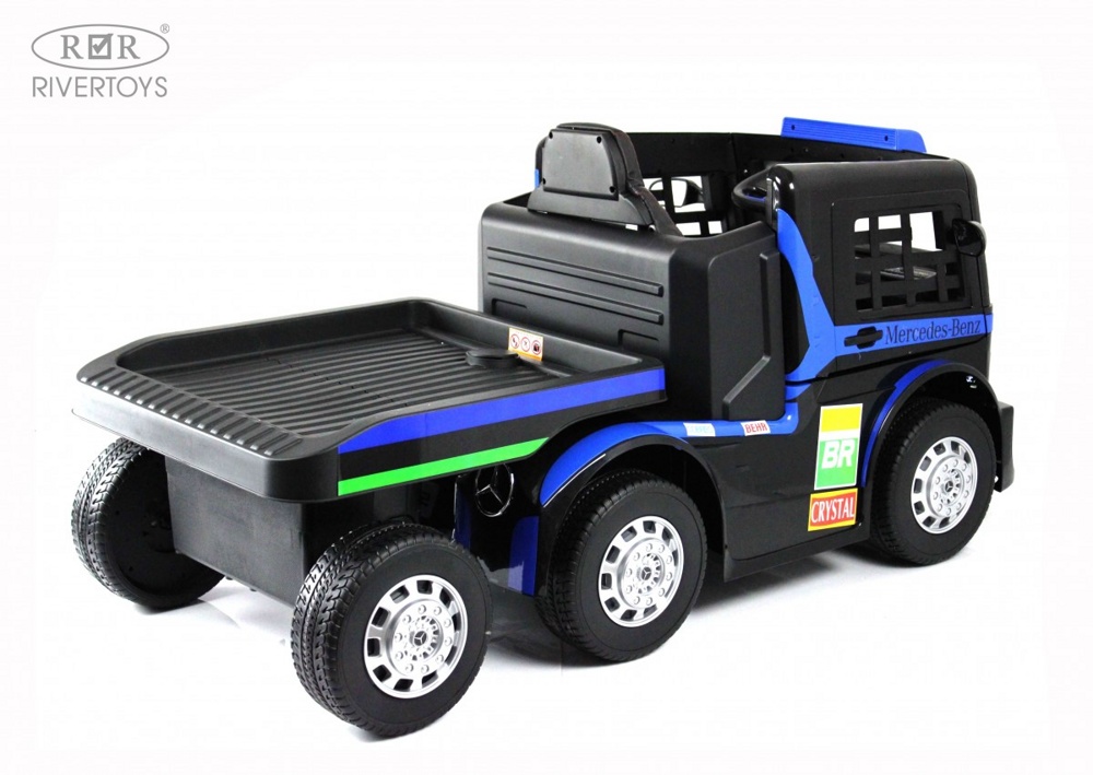 Детский электромобиль RiverToys Mercedes-Benz Axor с прицепом H777HH (темно-синий) Лицензия с пультом - фото6