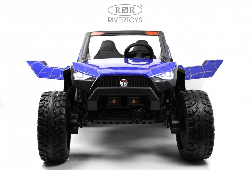 Детский электромобиль RiverToys A707AA LUX 4WD (синий Spider) Кондиционер двухместный полноприводный скорость 16 км/ч - фото5