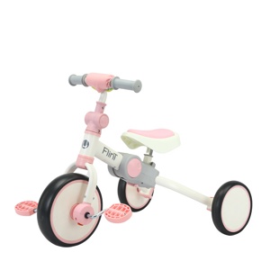 Детский беговел-велосипед Bubago Flint BG-F-109-4 (белый/розовый) без родительской ручки Трансформер, складной - фото