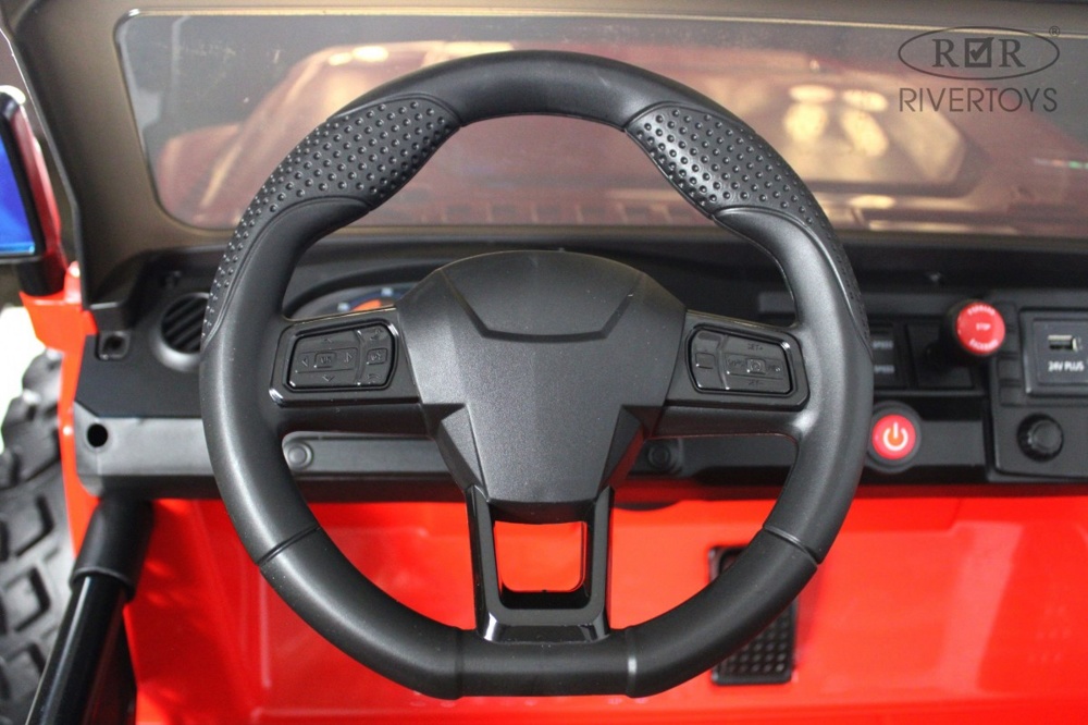 Детский электромобиль RiverToys Jeep A222AA (красный) Двухместный Полноприводный - фото3