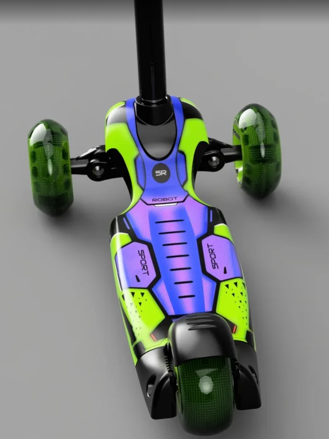 Детский трехколесный самокат Small Rider Turbo Spacecraft 3 (зеленый) светящиеся колеса - фото5