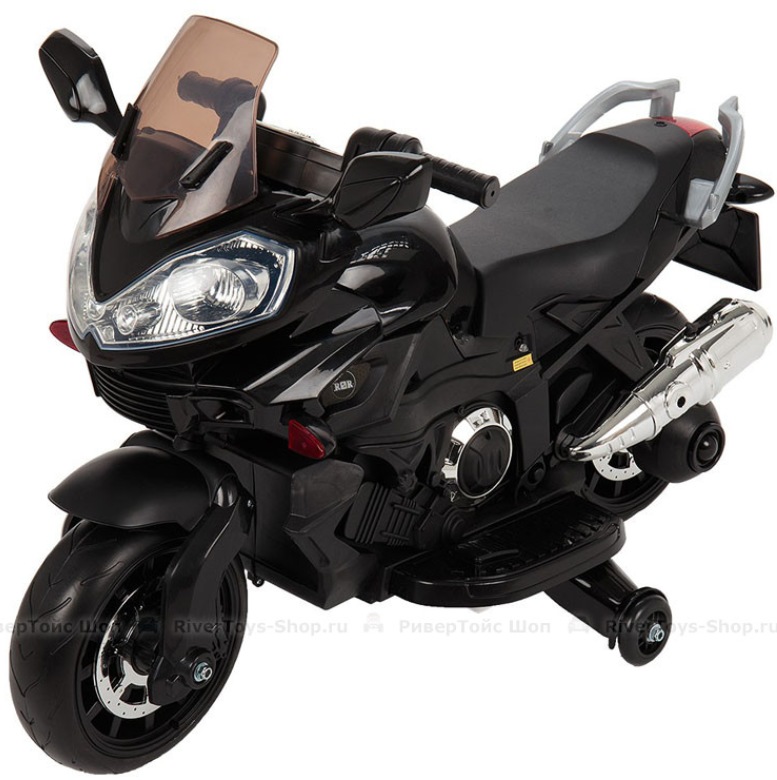 Детский электромобиль, мотоцикл RiverToys E222KX (черный) Yamaha