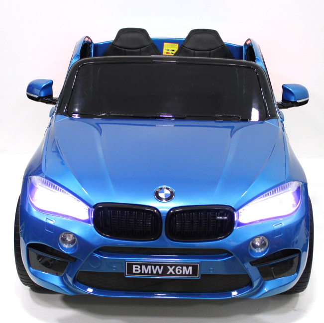 Детский электромобиль RiverToys BMW X6M JJ2168 (синий глянец) Лицензия, двухместный - фото5