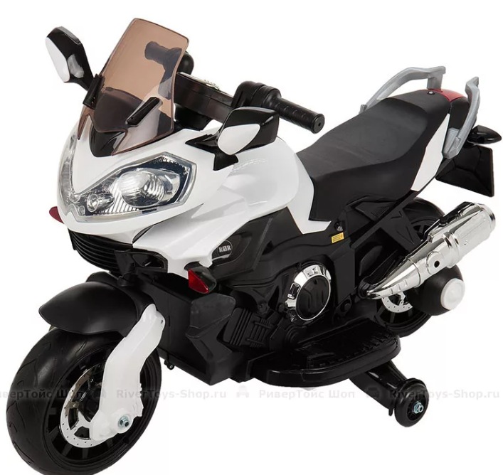 Детский электромобиль, мотоцикл RiverToys E222KX (белый) Yamaha