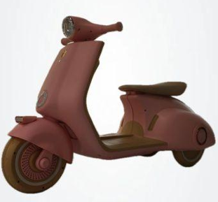 Детский электроскутер RiverToys K444PX-A (розовый) сиденье эко-кожа+фонарь