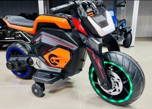 Детский электромобиль, мотоцикл RiverToys X111XX (оранжевый) - фото