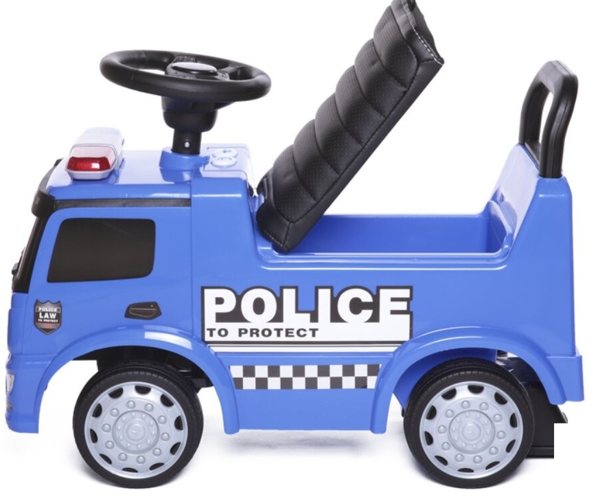 Детская машинка- Каталка Baby Care Mercedes-Benz Antos Police Арт.657-P (синий) кожаное сиденье Лицензия - фото2