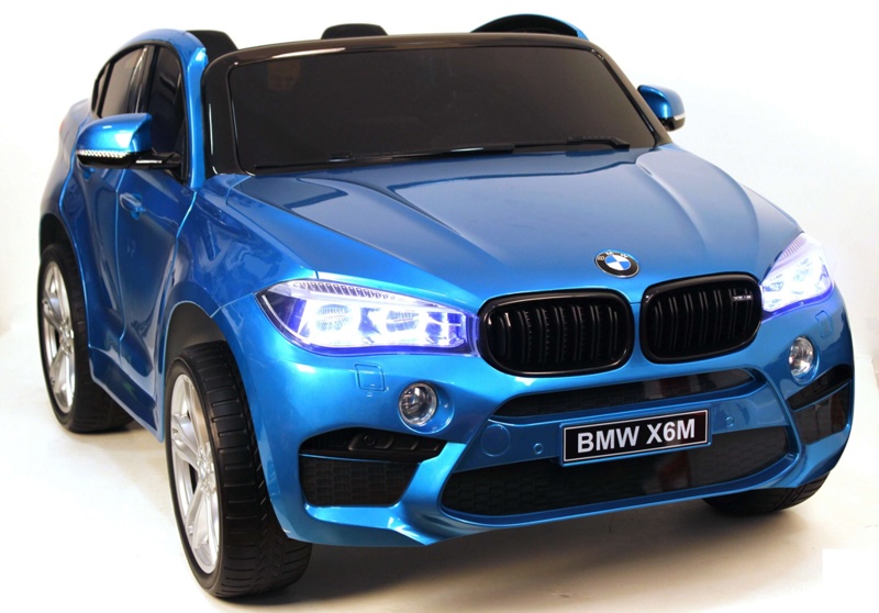 Детский электромобиль RiverToys BMW X6M JJ2168 (синий глянец) Лицензия, двухместный