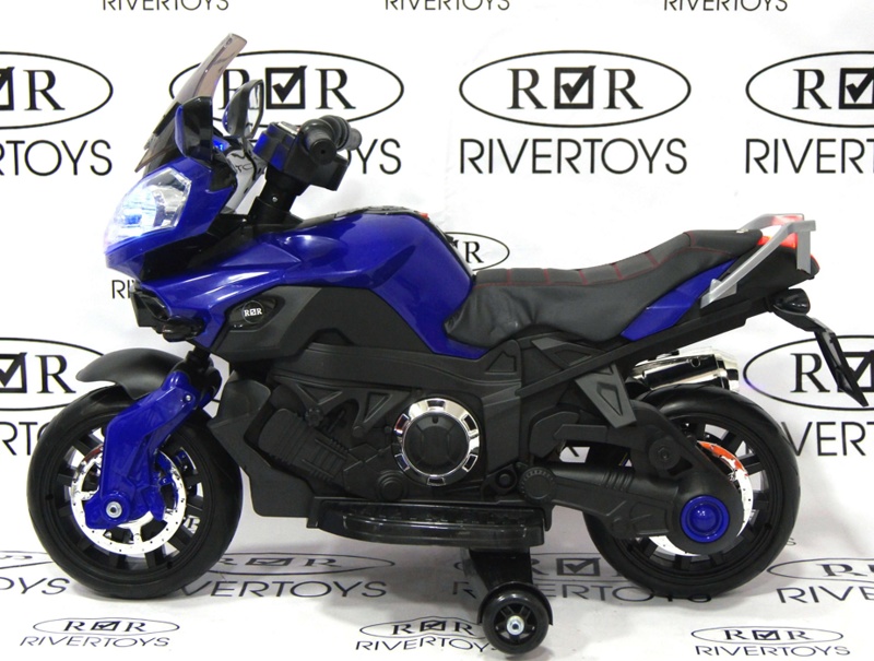 Детский электромобиль, мотоцикл RiverToys E222KX (синий) Yamaha - фото3