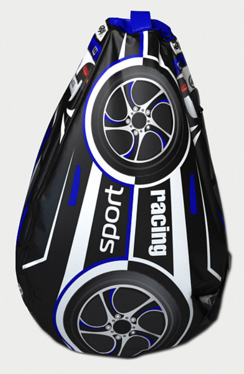 Мешок рюкзак подушка, спинка для тюбингов Small Rider Bags Машинки ST4 цвет синий BM - фото2