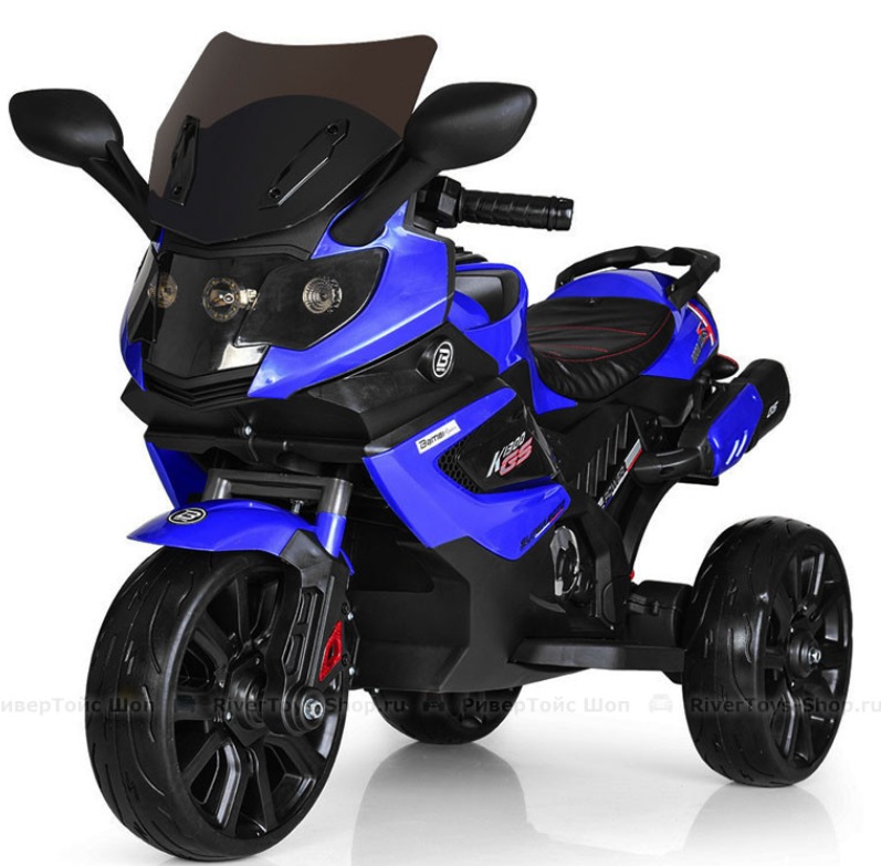 Детский электромобиль, мотоцикл RiverToys K222KK (синий) BMW