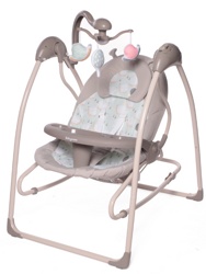 Детские электронные качели Baby Care IcanFly 2 в 1 цвет улитка бежевый snail beige с адаптером - фото