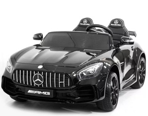 Детский электромобиль RiverToys Mercedes-Benz AMG GTR HL289 (черный) глянец Лицензия двухместный полнопривод - фото