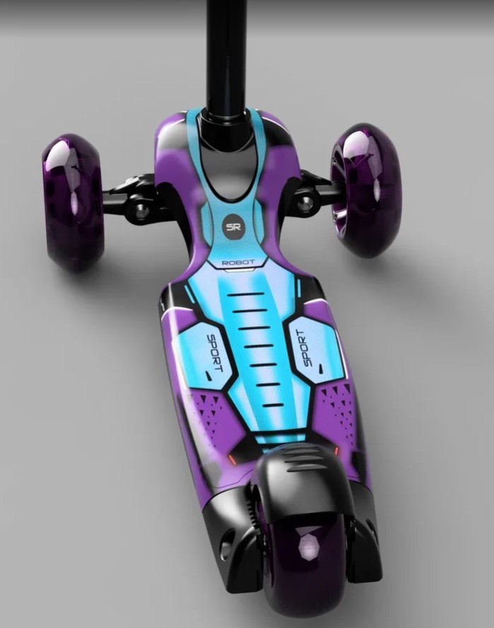 Детский трехколесный самокат Small Rider Turbo Spacecraft 3 (фиолетовый) светящиеся колеса - фото4