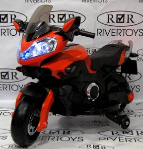 Детский электромобиль, мотоцикл RiverToys E222KX (красный) Yamaha - фото