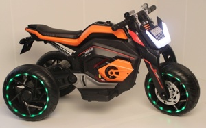 Детский электромобиль, мотоцикл RiverToys X222XX (оранжевый) - фото