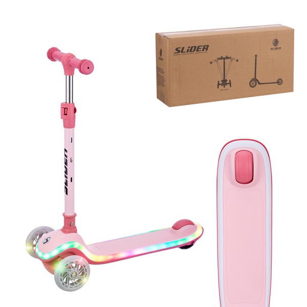 Самокат трехколесный Slider IT62P (розовый) колеса светящиеся, руль складной фото-5 Самокат трехколесный Slider IT62P (розовый) колеса светящиеся, руль складной фото-5