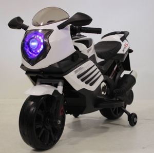 Детский электромобиль, мотоцикл RiverToys K333KK (белый) Kawasaki - фото