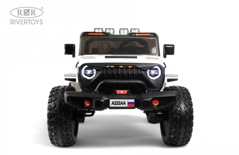 Детский электромобиль RiverToys Jeep A222AA (белый) Двухместный Полноприводный - фото3