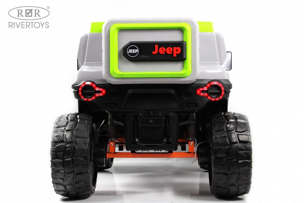 Детский электромобиль RiverToys E007EE (серо-зелёный) Полноприводный Jeep Rubicon - фото6