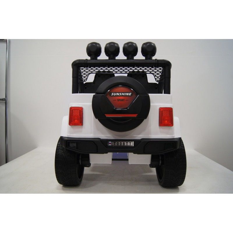 Детский электромобиль RiverToys Jeep 4WD T008TT (белый) двухместный полноприводный - фото4