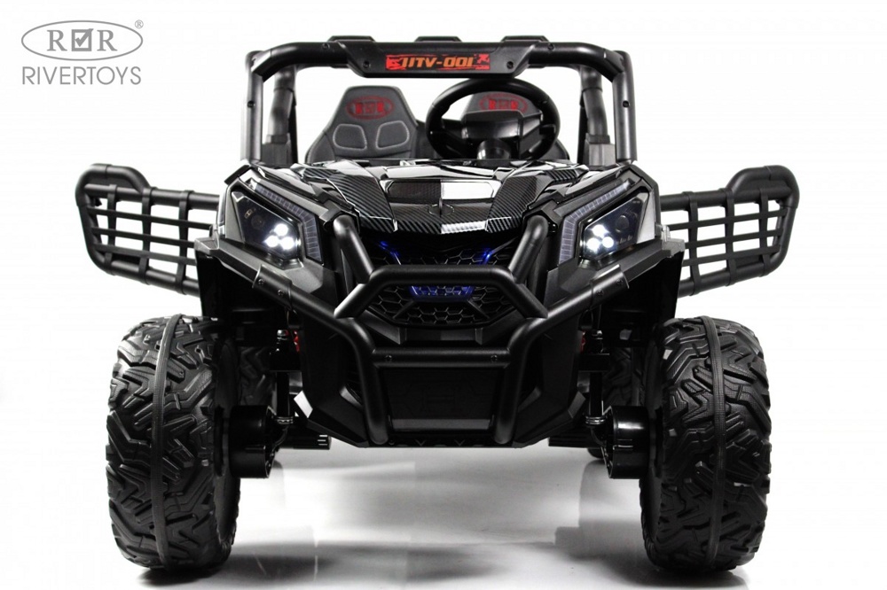 Детский электромобиль RiverToys K777KK 4WD (чёрный) Buggy Полноприводный Двухместный - фото2