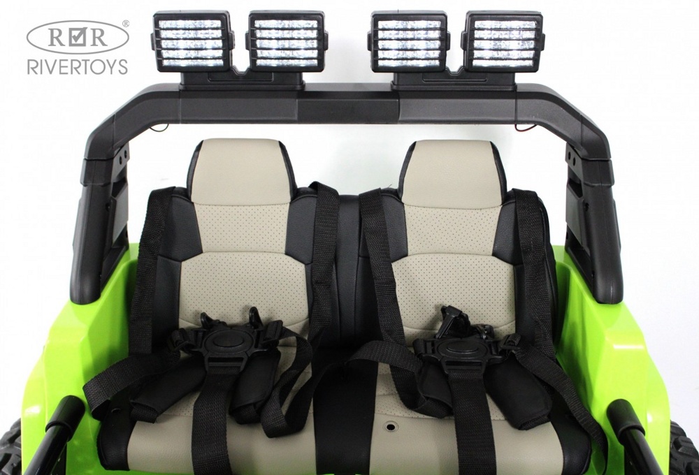 Детский электромобиль RiverToys Jeep A222AA (зеленый) Двухместный Полноприводный - фото5